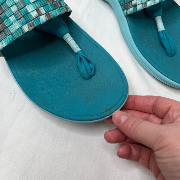 Vionic Womens 8 Tia Blue Woven Thong Toe Comfort Sandals - Picture 2 of 8
